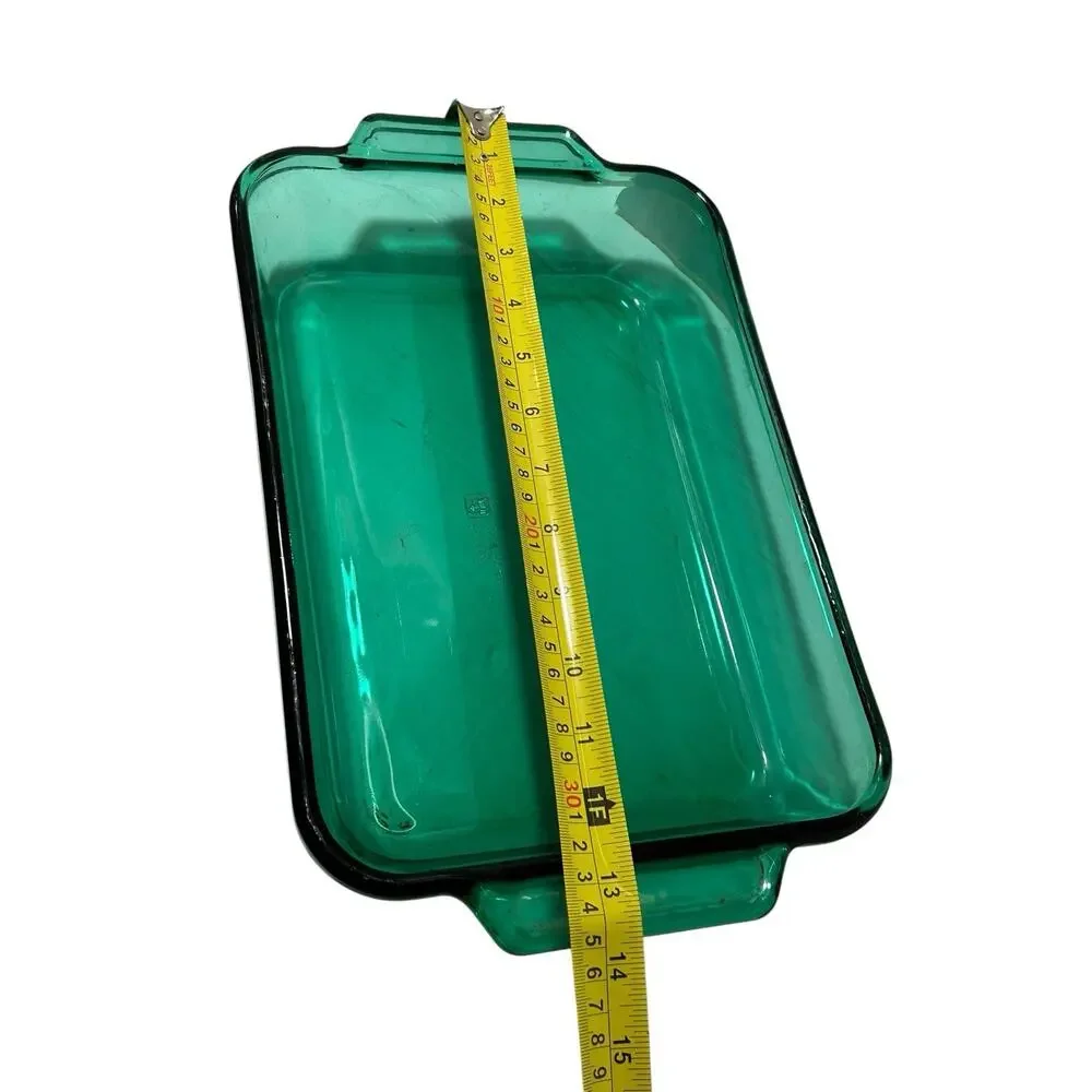 Vintage Anchor Ovenware Emerald Green Rectangle Baking Dish 8x11.5x2- 2 QT Rare